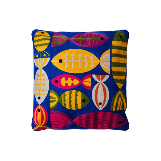 Cuscino bluette happy fish - Embroidery - NOVITA' HOME - 34357533901016