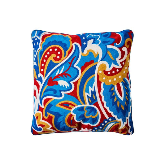 Cuscino foliage blue red - Embroidery - NOVITA' HOME - 34357535703256