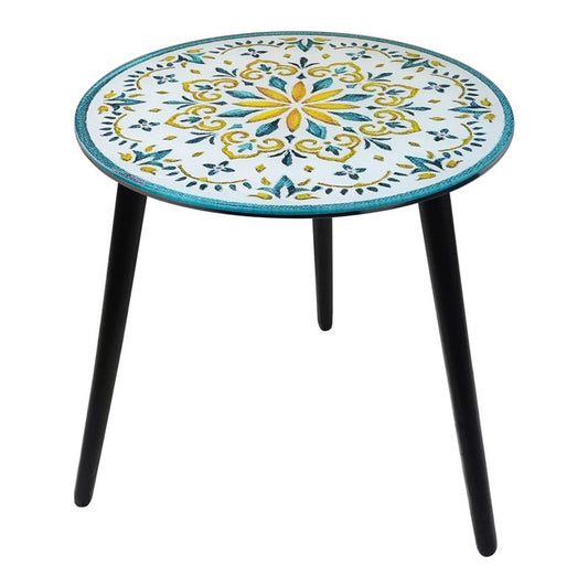 Tavolino tondo con maioliche in vetro 40 cm - Cipro - CASA COLLECTION - 34265335136472
