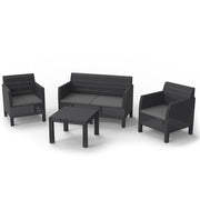 Salotto da giardino effetto rattan 4 posti con cuscini - Matilde