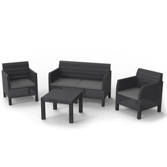Salotto da giardino effetto rattan 4 posti con cuscini - Matilde