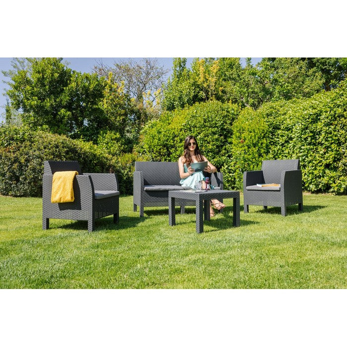 Salotto da giardino effetto rattan 4 posti con cuscini - Matilde - TOOMAX - 34272015155416