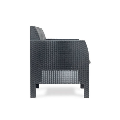 Salotto da giardino effetto rattan 4 posti con cuscini - Matilde