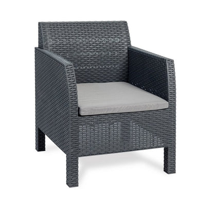 Salotto da giardino effetto rattan 4 posti con cuscini - Matilde