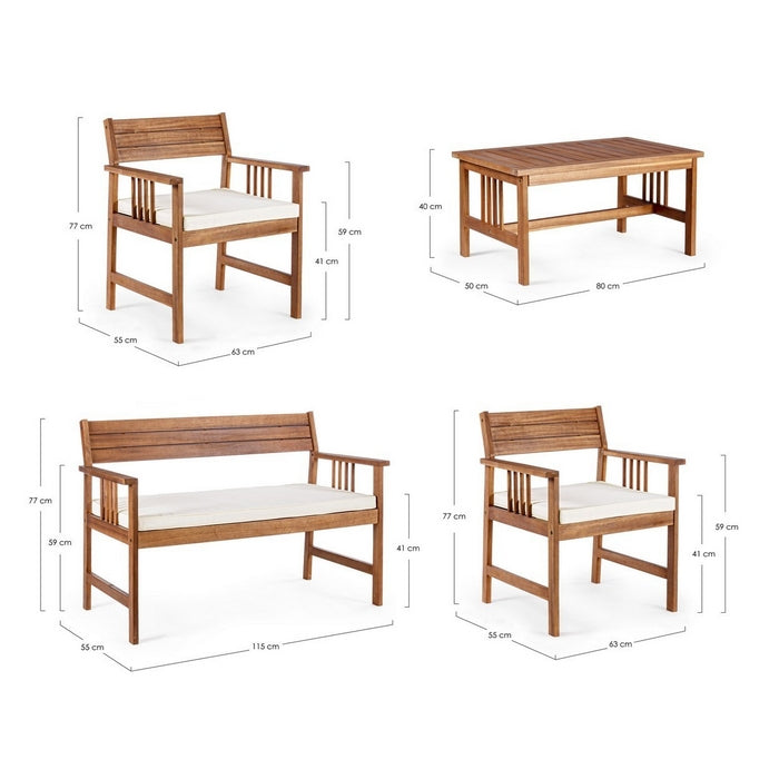 Salotto da giardino in legno con cuscini - Noemi