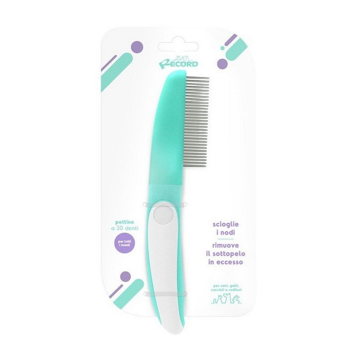 Pettine in metallo 30 denti per animali tutti i manti 4x20 cm - Hairmony - RECORD - 64406277915002