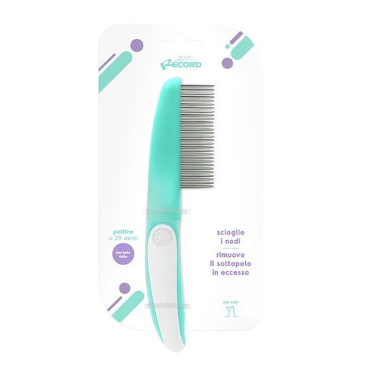 Pettine in metallo 29 denti per animali a pelo folto 5x22 cm - Hairmony - RECORD - 64405953479034