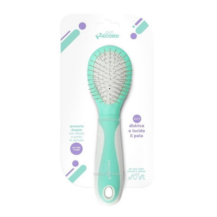 Spazzola doppia con setole e punte in acciaio al carbonio per animali - Hairmony - RECORD - 64428786418042