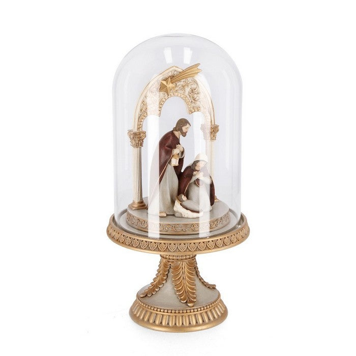 Decorazione natalizia campana su stand dorato Natività - Karolyn