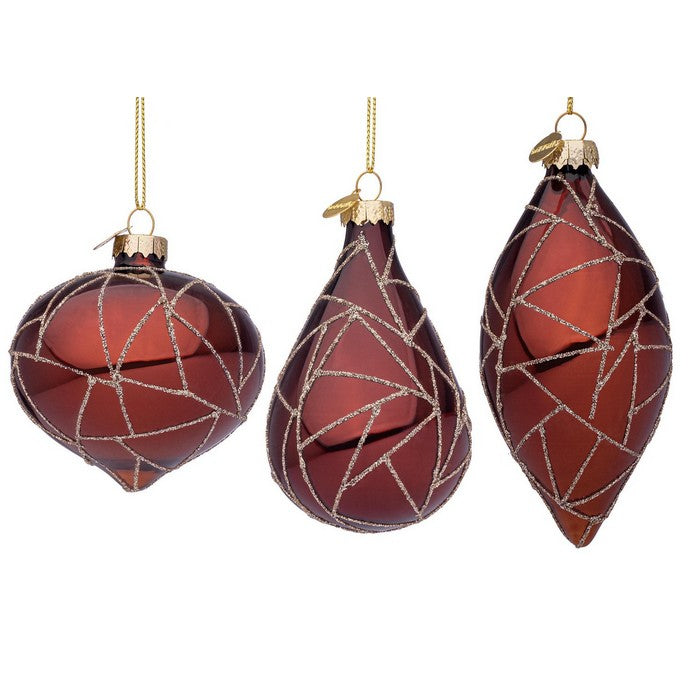 Pendaglio natalizio in vetro con decorazioni dorate - Wedge