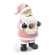 Babbo Natale in resina rosa per decorazione natalizia 20 cm