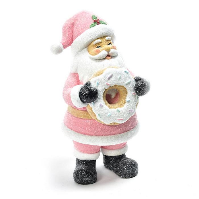 Babbo Natale in resina rosa per decorazione natalizia 20 cm