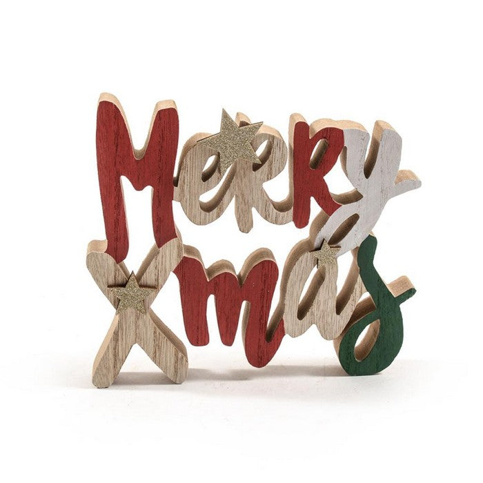 Scritta natalizia in legno Merry Xmass