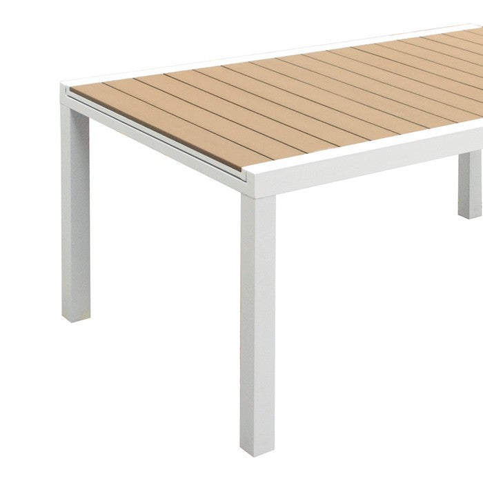 Tavolo da giardino allungabile in alluminio bianco con piano effetto legno - Ever