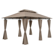 Gazebo da giardino in acciaio con copertura in poliestere ecru 3x4 mt con tende - Kassy