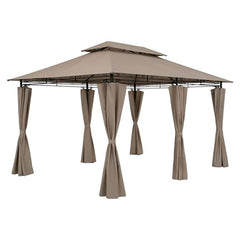 Gazebo da giardino in acciaio con copertura in poliestere ecru 3x4 mt con tende - Kassy