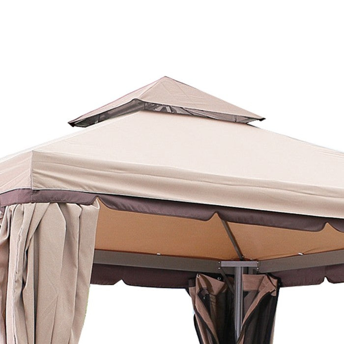 Gazebo da giardino in alluminio con copertura in poliestere con tende -  Passion