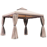 Gazebo da giardino in alluminio con copertura in poliestere con tende -  Passion
