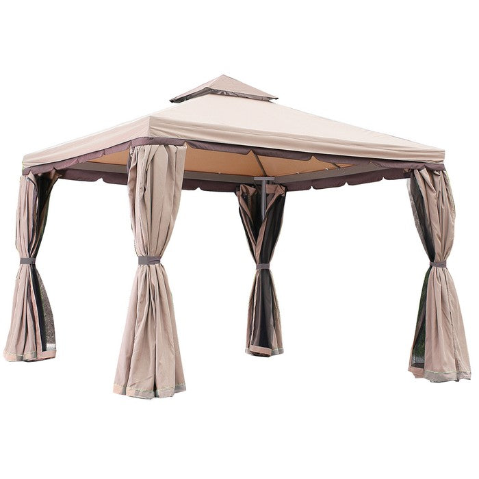 Gazebo da giardino in alluminio con copertura in poliestere con tende -  Passion