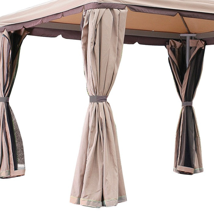 Gazebo da giardino in alluminio con copertura in poliestere con tende -  Passion
