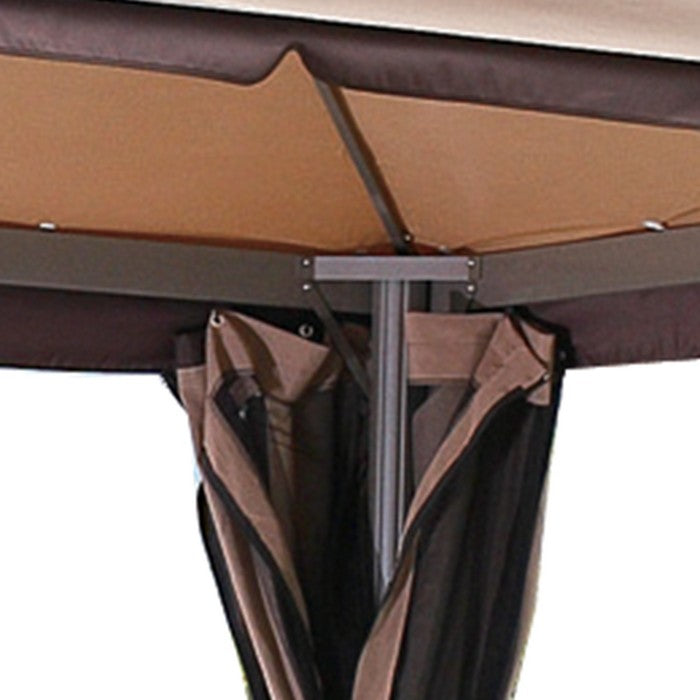 Gazebo da giardino in alluminio con copertura in poliestere con tende -  Passion