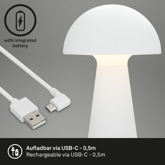 Lampada da tavolo LED a batteria ricaricabile - Fungo - BRILONER - 34277609111768