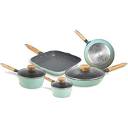 Batteria da cucina con manico in legno green