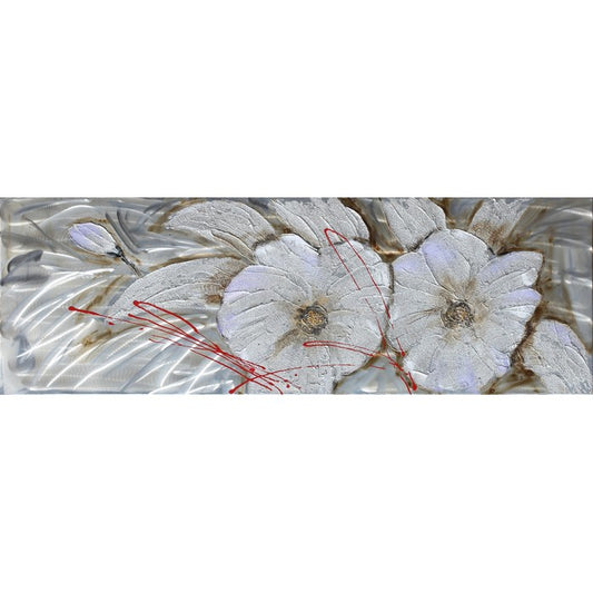 Quadro olio su tela 150x50 cm - Fiori Bianchi - AMBIENTI GLAMOUR - 34269424025816