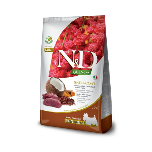 N&D Quinoa Dog Skin&Coat Cervo, quinoa e cocco Adult Mini - FARMINA - 64826535346554