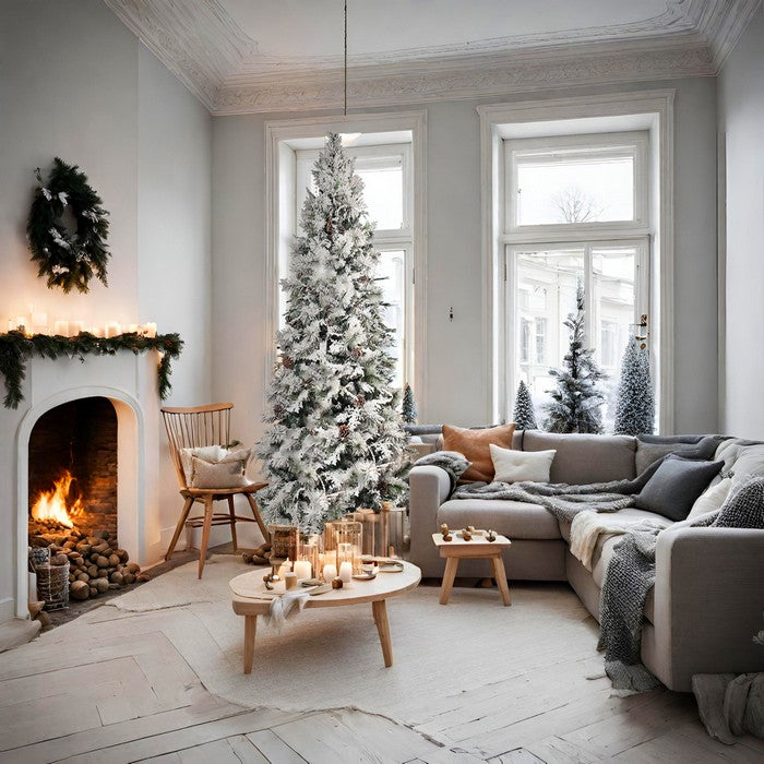 Albero di natale innevato con pigne - Chamonix Slim - BEST - 35728158982360