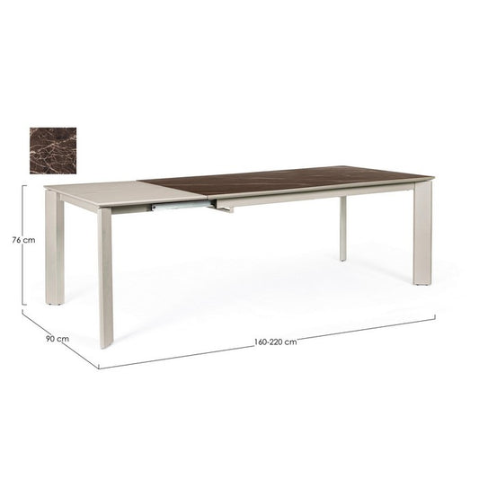 Tavolo allungabile in alluminio con piano effetto marmo - Briva - BIZZOTTO - 34266784039128