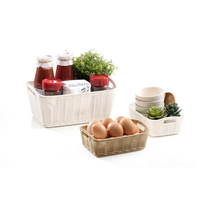 Cesta in plastica effetto rattan - Canestrina - BAMA - 63359127978362