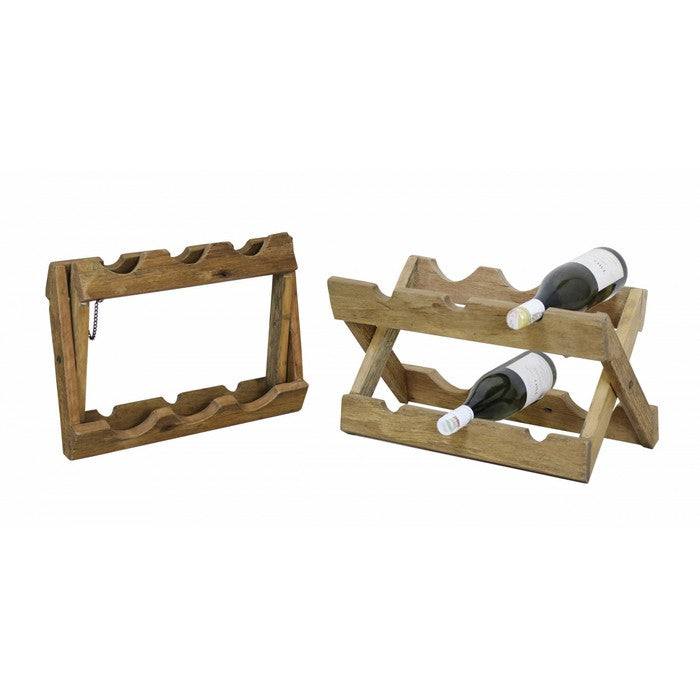 Portabottiglie pieghevole in legno 6 posti