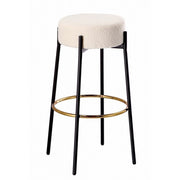 Sgabello alto con seduta bouclé e gambe in ferro - Bouclé