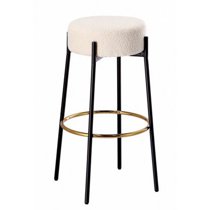 Sgabello alto con seduta bouclé e gambe in ferro - Bouclé