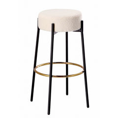 Sgabello alto con seduta bouclé e gambe in ferro - Bouclé