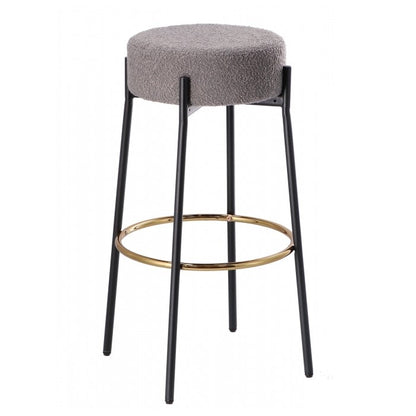 Sgabello alto con seduta bouclé e gambe in ferro - Bouclé
