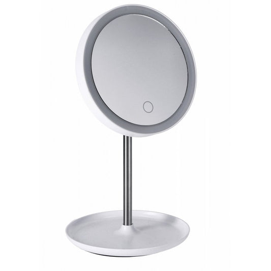 Specchio tondo per trucco con LED e portaoggetti - AD TREND - 