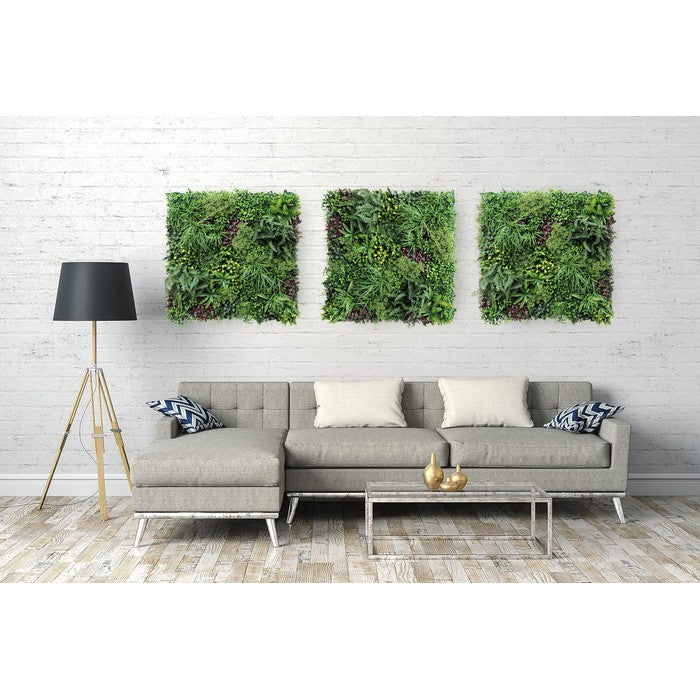 Parete con piante artificiali per giardino verticale 100x100 cm - Frame