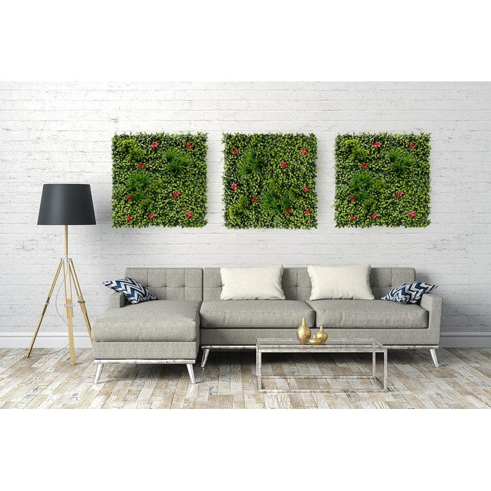 Parete con piante e fiori artificiali per giardino verticale 100x100 cm - Frame - BEST - 34279852835032