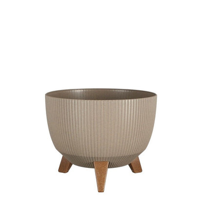 Porta-vaso rotondo con gambe in legno