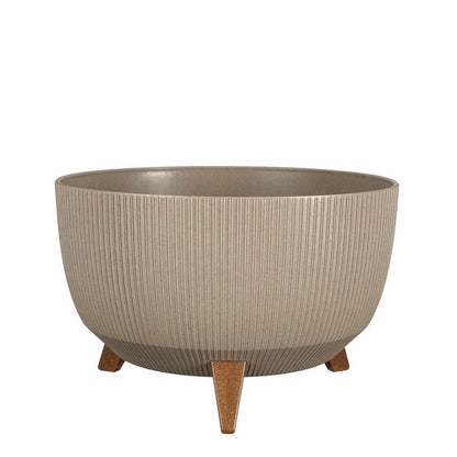 Porta-vaso rotondo con gambe in legno
