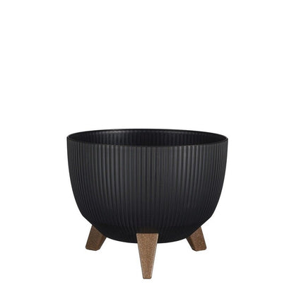 Porta-vaso rotondo con gambe in legno
