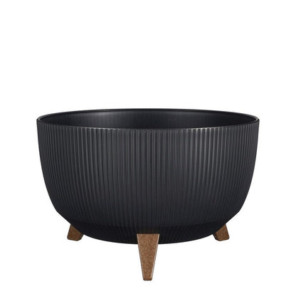 Porta-vaso rotondo con gambe in legno