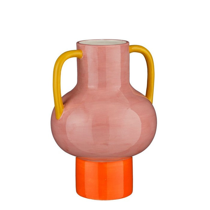 Vaso in ceramica rosa con manici - Stratt - EDELMAN - 34689056866520