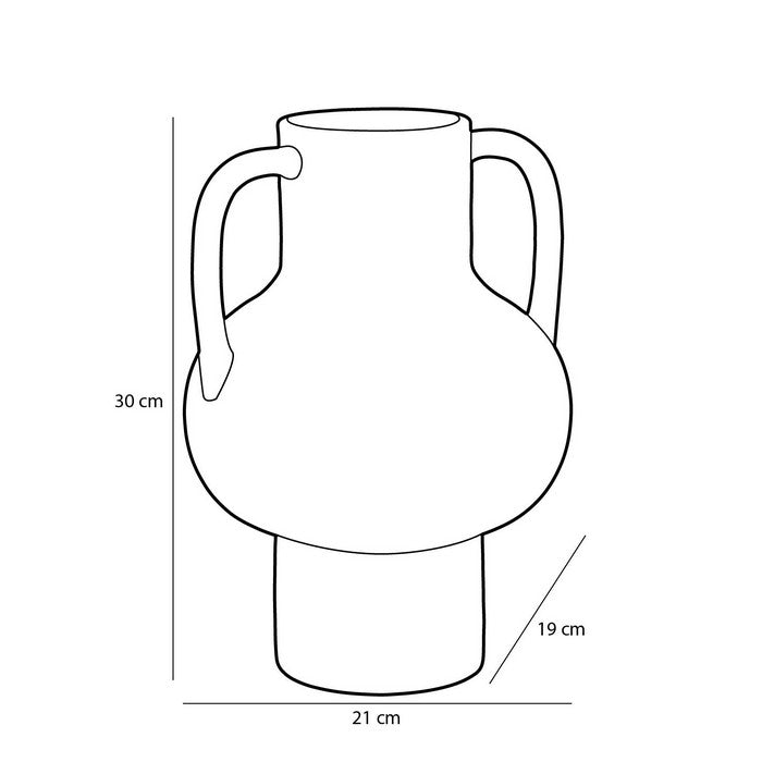 Vaso in ceramica rosa con manici - Stratt - EDELMAN - 34689057259736