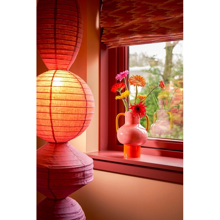 Vaso in ceramica rosa con manici - Stratt - EDELMAN - 34689057784024