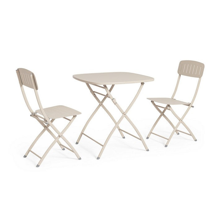 Set da giardino bistrot pieghevole con 2 sedie e tavolino in acciaio - Yvonne
