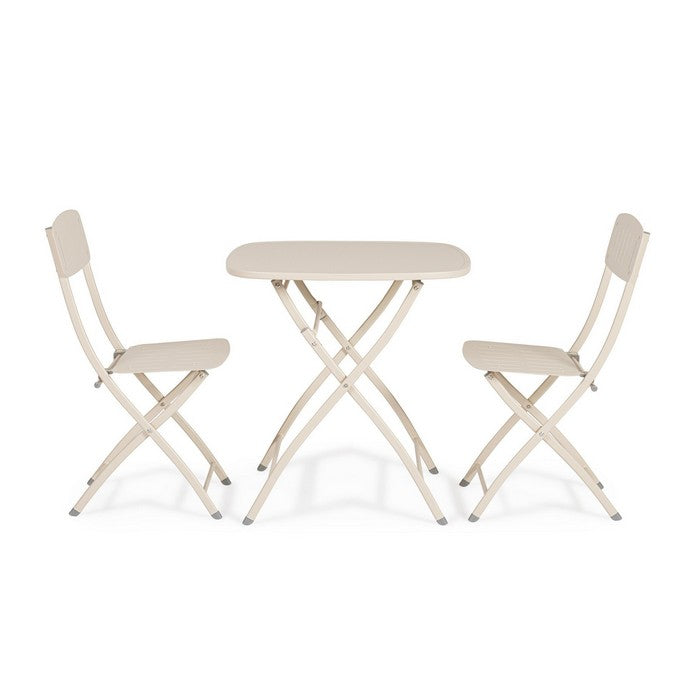 Set da giardino bistrot pieghevole con 2 sedie e tavolino in acciaio - Yvonne