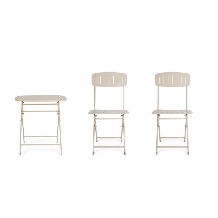 Set da giardino bistrot pieghevole con 2 sedie e tavolino in acciaio - Yvonne
